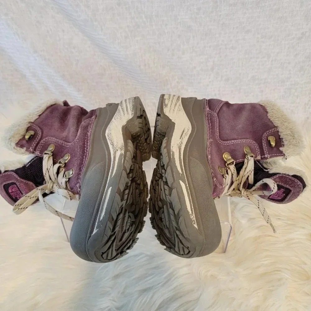 The NORTH FACE Girls‎ Purple Water Proof Suede Snow Winter Boots Youth Sz 2